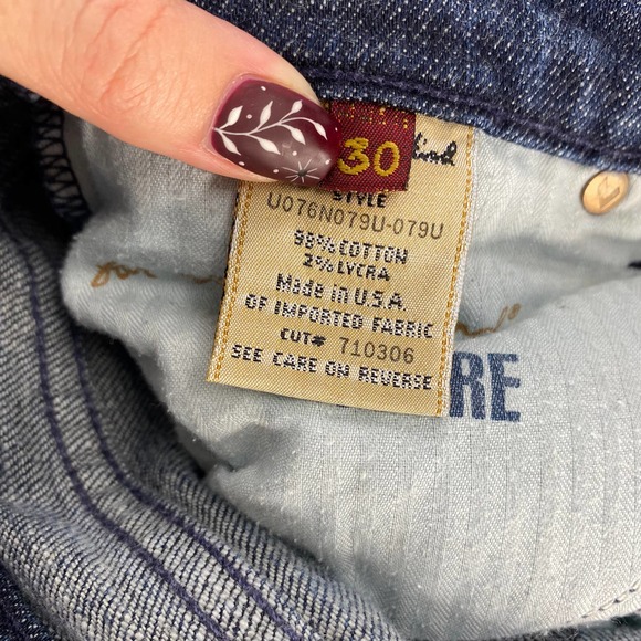 7 For All Mankind Flare Jeans Low Rise Dark Blue Stretch Denim 30 - Picture 8 of 8